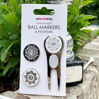 NSCO- Surprizeshop Silver Crystal Golf Ball Markers and Pitchfork Pack