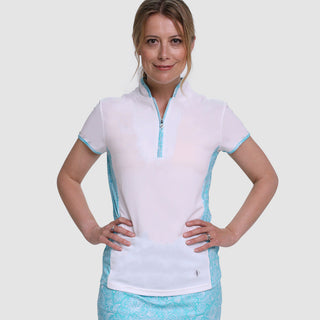 Pure Golf  Bliss Cap Sleeve Polo Shirt - Ocean Blue