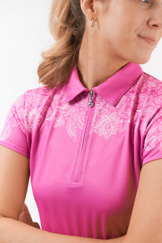 Pure Golf Trinity Cap Sleeve Polo Shirt - Azalea