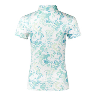 Pure Golf Ladies Rise Cap Sleeve Polo Shirt - Aquamarine Lake