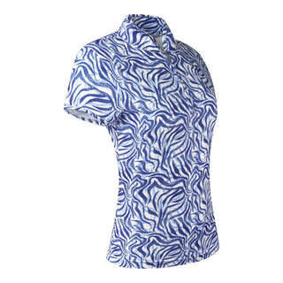 Pure Golf Ladies Rise Cap Sleeve Polo Shirt - Indigo Jungle