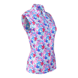 Pure Golf Ladies Rise Sleeveless Polo Shirt - Watercolour Daydream