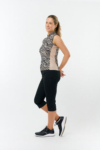Pure Golf Ladies Bay Sleeveless Polo Shirt - Sand Safari