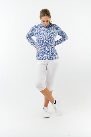 Serenity Ladies Golf Mid Layer Quarter Zip Top - Indigo Jungle