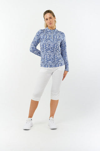 Serenity Ladies Golf Mid Layer Quarter Zip Top - Indigo Jungle