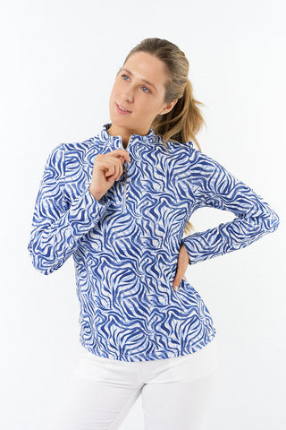 Serenity Ladies Golf Mid Layer Quarter Zip Top - Indigo Jungle