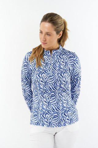 Serenity Ladies Golf Mid Layer Quarter Zip Top - Indigo Jungle
