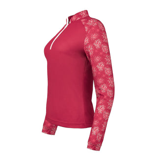 Pure Golf Hazel Long Sleeve Zip Neck Top - Garnet Berry