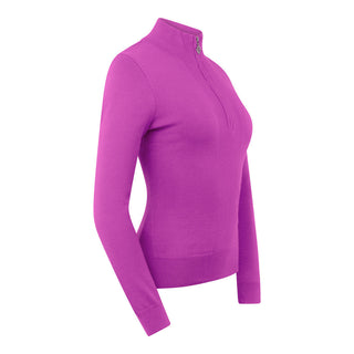Pure Golf Brace Super Soft Quarter Zip Lined Golf Jumper - Amethyst