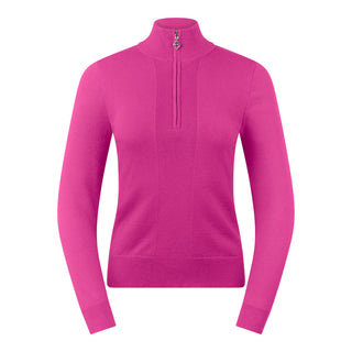 Pure Golf Brace Super Soft Quarter Zip Lined Sweater - Pink Topaz