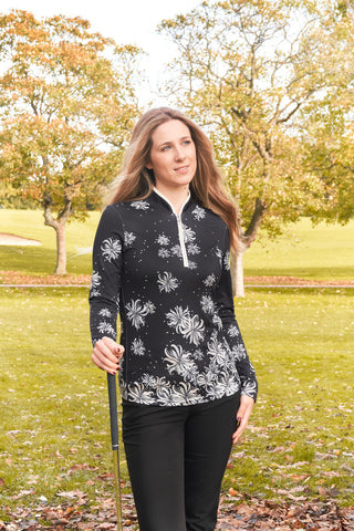 Pure Golf Carmine Long Sleeve Zip Top - Champagne Orchid