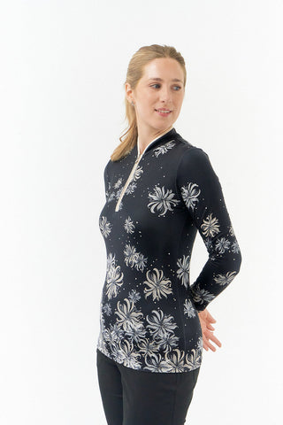 Pure Golf Carmine Long Sleeve Zip Top - Champagne Orchid