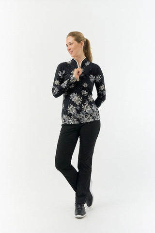 Pure Golf Carmine Long Sleeve Zip Top - Champagne Orchid