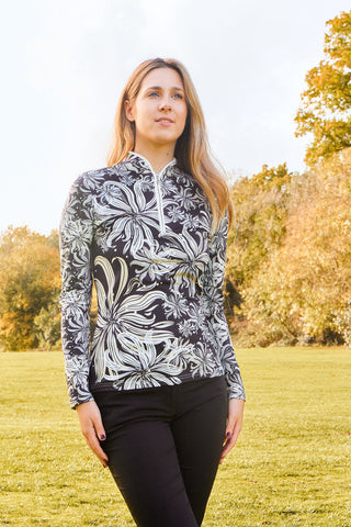 Pure Golf Auria Long Sleeve Zip Top - Champagne Orchid