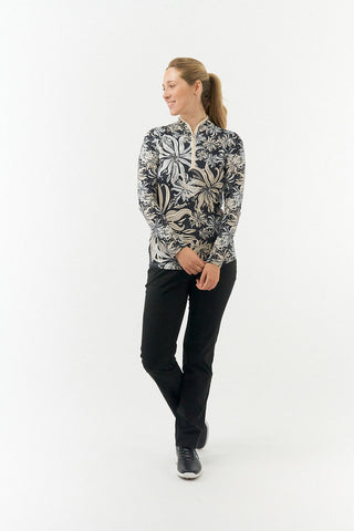 Pure Golf Auria Long Sleeve Zip Top - Champagne Orchid
