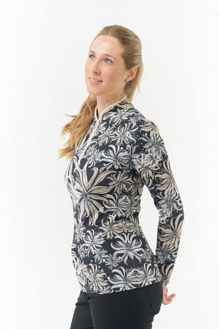 Pure Golf Auria Long Sleeve Zip Top - Champagne Orchid