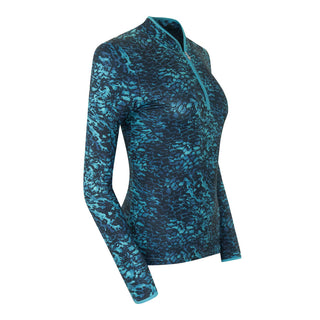 Pure Golf Ashlea Long Sleeve Zip Top - Tourmaline Leopard