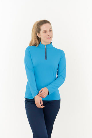 Pure Golf Tranquility Quarter Zip Top - Tourmaline Blue