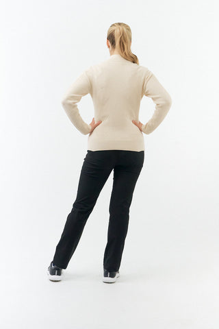 Pure Golf Sorrell Cable Knit  Lined Ladies Golf Jumper - Champagne