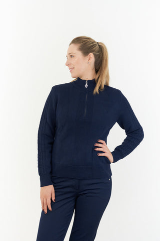 Pure Golf Sorrell  Lined Quarter Zip Ladies Golf  Jumper - Navy