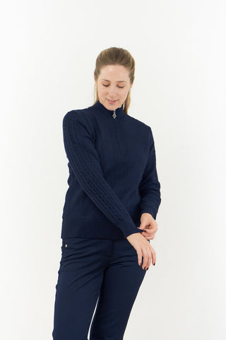 Pure Golf Sorrell  Lined Quarter Zip Ladies Golf  Jumper - Navy