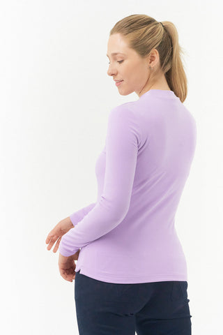 Pure Golf Fern Super Soft Mock Neck Base Layer Top - Lilac