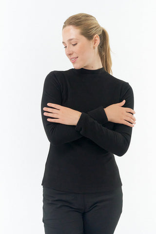 Pure Golf Fern Super Soft Mock Neck Base layer Top- Black