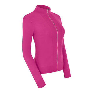 Pure Golf Blair Full Zip Lined Cardigan - Pink Topaz