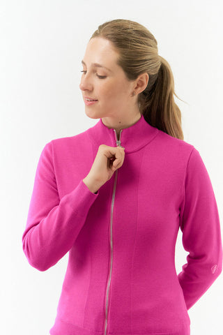 Pure Golf Blair Full Zip Lined Cardigan - Pink Topaz