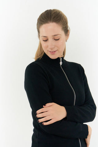 Pure Golf Blair Full Zip Lined Womens Golf Cardigan - Black