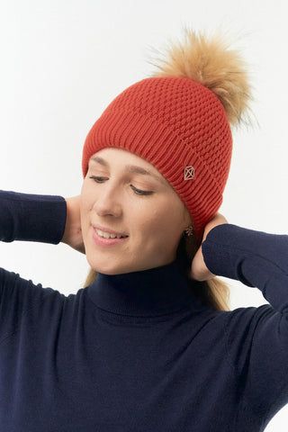 Greta Orange Waterproof Bobble Hat - Pure Golf