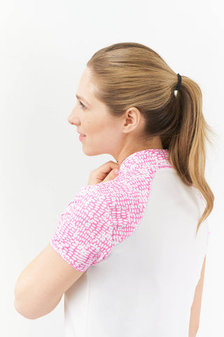 Pure Golf Spirit Cap Sleeve Womens Golf Polo Shirt - Candy Pebble