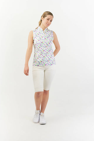 Rise Women's Sleeveless Polo Shirt - Ethereal Bouquet