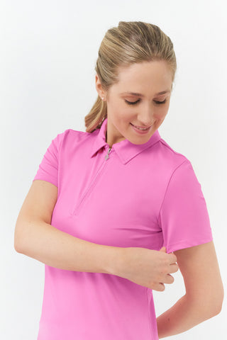 Pure Golf Christina Cap Sleeve Polo Shirt - Candy Pink