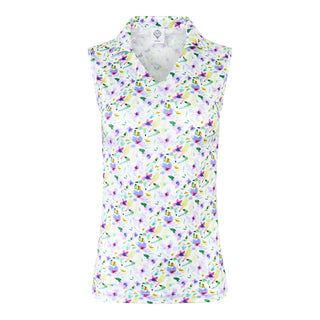Pure Golf Aelia Sleeveless Golf Polo Shirt - Ethereal Bouquet