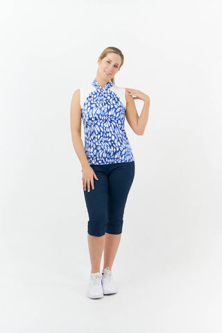 Pure Golf Hope Sleeveless Golf Polo Shirt - Leopard Lake