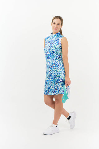 Miley Sleeveless  Ladies Golf Dress - Dappled Ocean