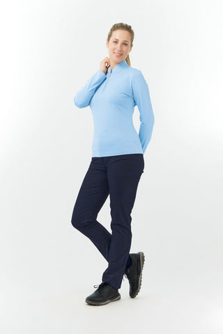 Bloom Brushed Long Sleeve Zip Top - Powder Blue