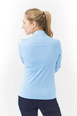 Bloom Brushed Long Sleeve Zip Top - Powder Blue