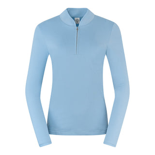 Bloom Brushed Long Sleeve Zip Top - Powder Blue