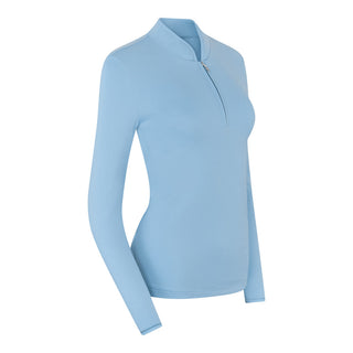 Bloom Brushed Long Sleeve Zip Top - Powder Blue