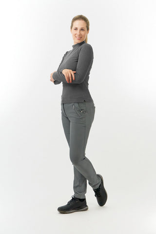 Pure Golf Olwen Super Soft Mock Neck Top - Charcoal Grey