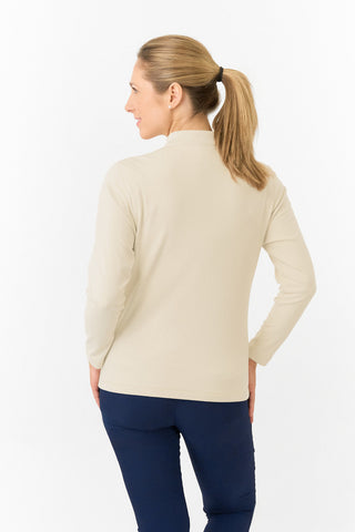 Pure Golf Ladies Iris Soft Fleece Golf Quarter Zip - Limestone