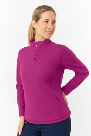 Pure Golf Ladies Iris Soft Fleece Golf Quarter Zip - Plum