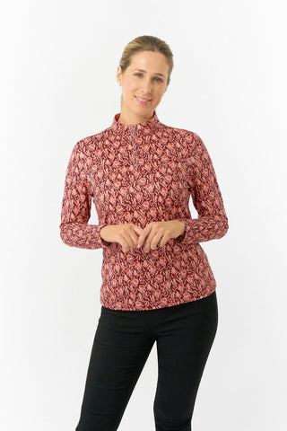 Pure Golf Ladies Arusha Long Sleeve Mid Layer Quarter Zip- Perennial Fields