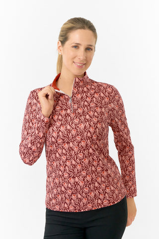Pure Golf Ladies Arusha Long Sleeve Mid Layer Quarter Zip- Perennial Fields
