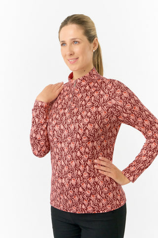Pure Golf Ladies Arusha Long Sleeve Mid Layer Quarter Zip- Perennial Fields