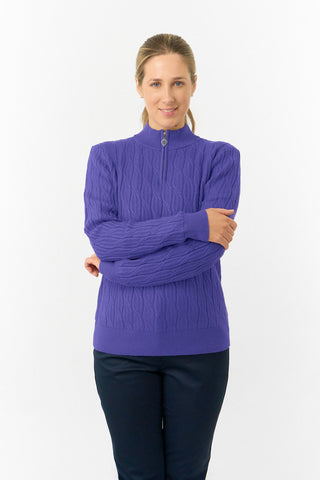 Pure Golf Ladies Sorrell Lined Jumper (Margot Knit) - Future Dusk