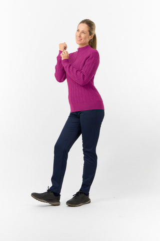 Pure Golf Ladies Sorrell Lined Jumper (Margot Knit) - Plum