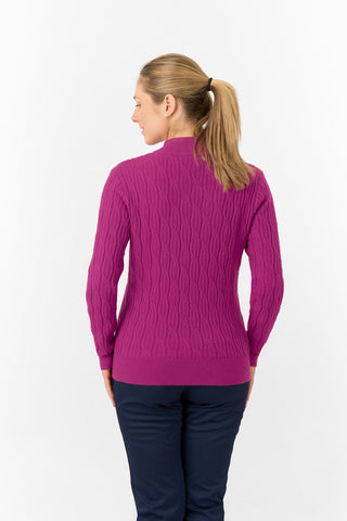 Pure Golf Ladies Sorrell Lined Jumper (Margot Knit) - Plum